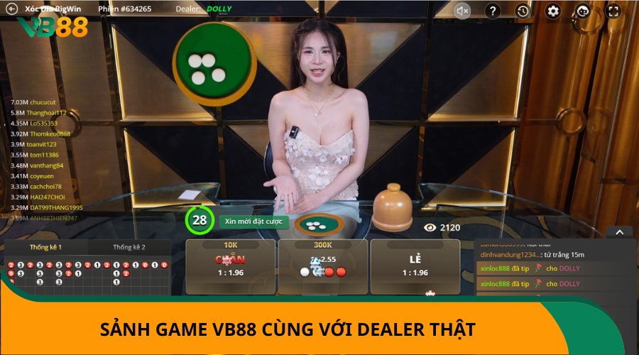 sảnh game vb88 cùng với dealer thật